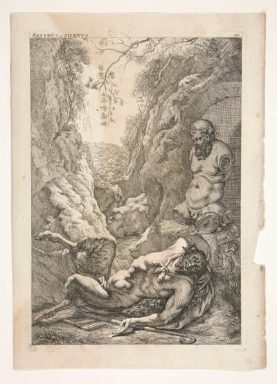 Satyr og Silenos, fra Ancient Sculptures Admired af Joachim von Sandrart