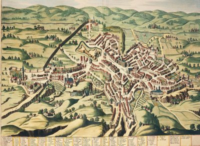 Italien, Perugia, Umbrien, kort, gravering fra Theatrum Civitatum et Admirandorum Italiae af Joan Blaeu af Joan Blaeu
