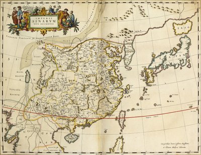 Kort over Kina, fra "Atlas Cosmographia Blaviana", 1662 af Joan Blaeu