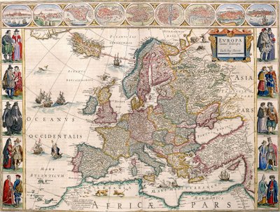 Kort over Europa fra Blaeu Atlas af Joan Blaeu