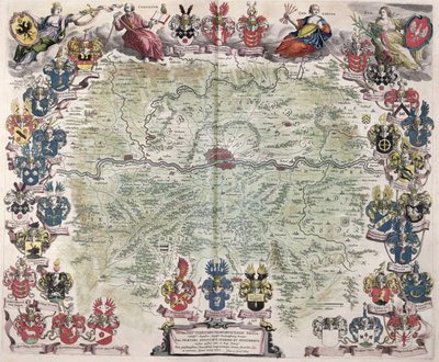 Kort over Frankfurt og omegn, fra "Nova Hanc Territori Francofurtensis Tabulum", 1649 af Joan Blaeu