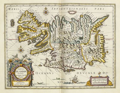 Kort over Island, fra "Atlas Cosmographia Blaviana", 1662 af Joan Blaeu