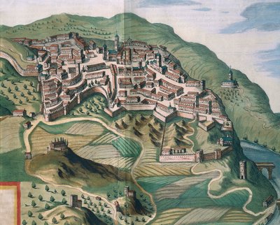 Kort over Narni, fra Theatrum civitatum et admirandorum Italiae af Joan Blaeu, gravering af Joan Blaeu