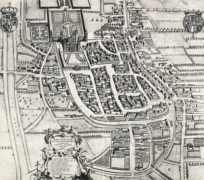 Kort over Racconigi, gravering af Joan Blaeu (1596-1673), Italien af Joan Blaeu