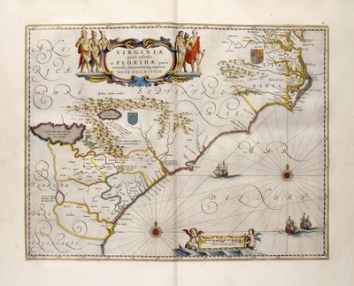 Kort over Virginia og Florida, 1667 af Joan Blaeu