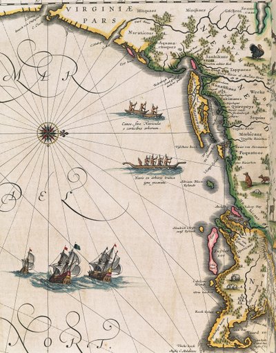 Kort over Virginias kyst, fra Theatrum Orbis Terrarum af Joan Blaeu af Joan Blaeu