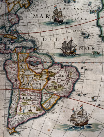 Nordatlanten og Sydamerika, bind XI, Atlas Maior, af Joan Blaeu (1596-1673), kobberstik, Amsterdam af Joan Blaeu