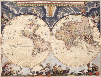 Verdenskort fra Blaeu Atlas af Joan Blaeu