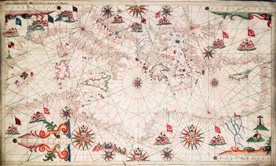 Kort over Middelhavet, ca. 1640 (pergament) af Joan Oliva