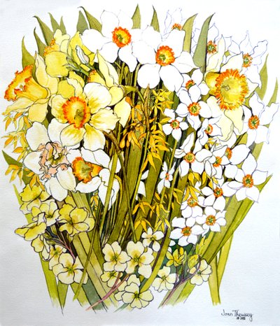 Påskeliljer, Narcissus, Forsythia og Primroses, 2000 af Joan Thewsey