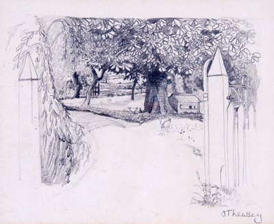 Porten til bondegården,2000,blyant af Joan Thewsey