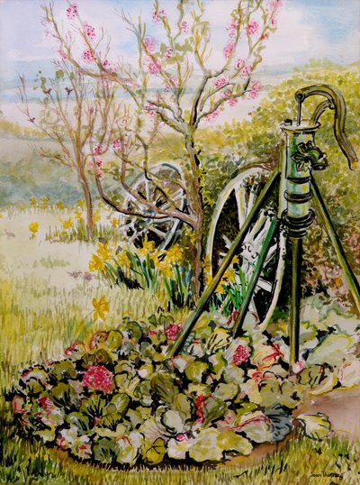 Havepumpen,2010,akvarel af Joan Thewsey