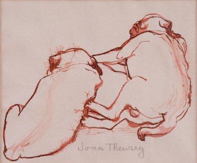 Two Pug Puppies, the brothers, 2005, (blæk på vådt papir) af Joan Thewsey