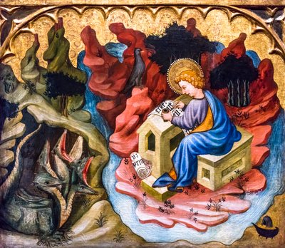 Johannes Evangelisten på Patmos af Joan or Juan Mates