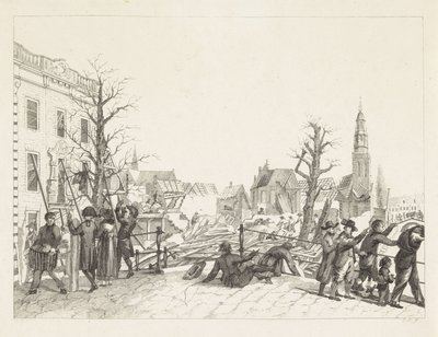 Ruiner i Leiden efter krudtkatastrofen, 1807 af Joannes Bemme