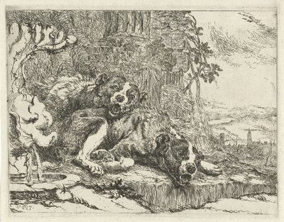 To liggende hunde Hunde (serietitel) af Joannes Fijt