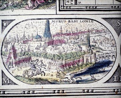 Repræsentation af antikkens syv vidundere: Babylons haver. i Atlas af Jansson Jannsonius trykt i Amsterdam i 1630 af Joannes Jansson