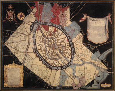 Kort over Brugge og de feudale grunde (olie på lærred) af Joannes Lobberecht