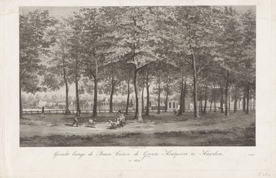 Udsigt over Baan i Haarlem Baan uden for Groot Houtpoort i Haarlem i 1809 (titel på objekt) af Joannes Pieter Visser Bender