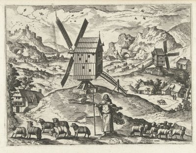 Landskab med Kristus som god hyrde Landskaber, havlandskaber og fantasifulde bylandskaber (serietitel) af Joannes van Doetechum (I) (attributed to)