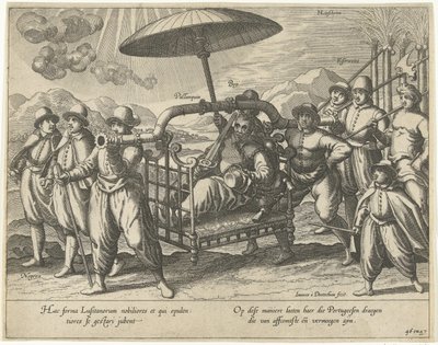Portugisisk i en sedanstol af Joannes van Doetechum (I)