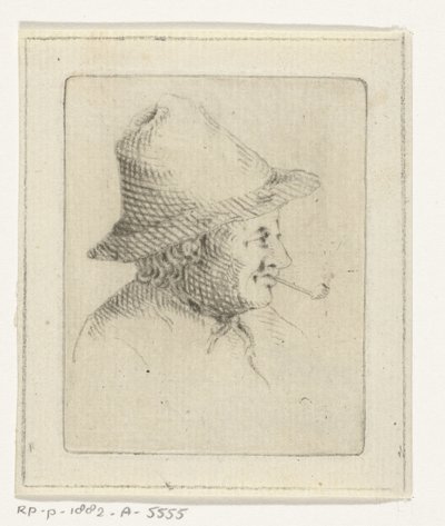 Buste af bonde med hat og pibe, i profil af Joannis Jacobus Bijlaert