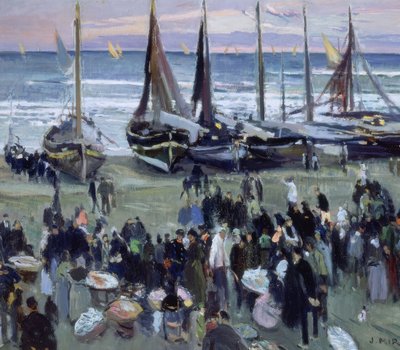 Fiskemarked på stranden af Joaquim Mir i Trinxet