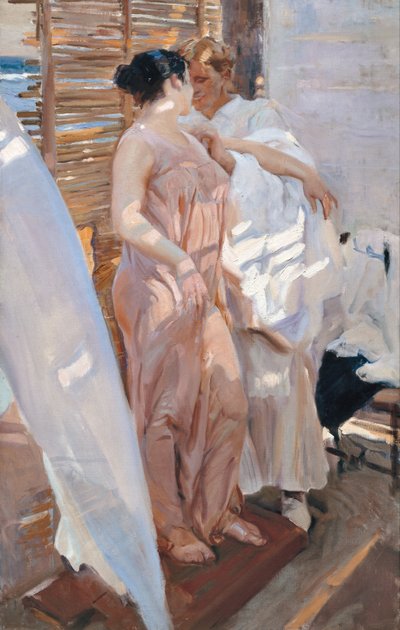 Den lyserøde kappe. Efter badet af Joaquín Sorolla