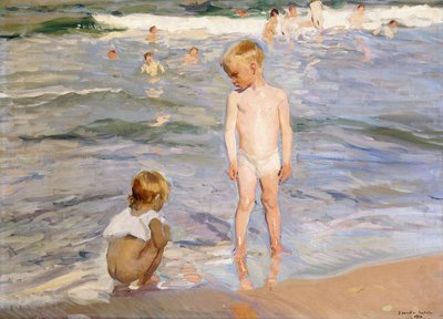 Eftermiddagssol, Valencia Beach, 1910 af Joaquín Sorolla