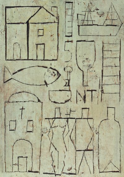 Grafik med to figurer af Joaquin Torres-Garcia