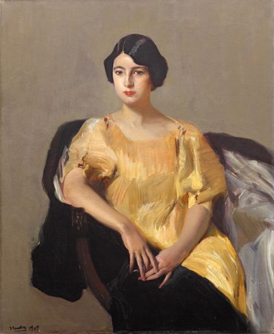 Elena i en gul kappe, 1909. af Joaquín Sorolla
