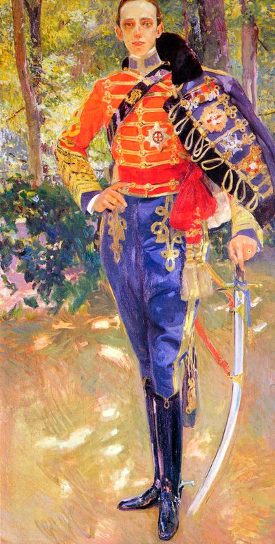Portræt af kong Alfonso XIII i en husaruniform, 1907. af Joaquín Sorolla