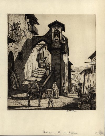 Madonna in the Wall, Subiaco, 1929 (tørpunktsgravering) af Job Nixon