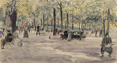 The Tuileries Gardens, Paris, ca. 1925 (blæk & wc på papir) af Job Nixon