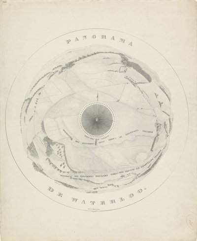 Panorama over slagmarken i Waterloo, 1815 Panorama de Waterloo (titel på objekt) af Jobard frères