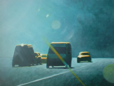 Somewhere ca. 1999 (akryl på panel) af Joby Hickey