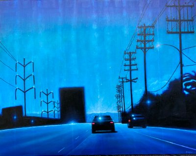 Ventura Highway ca. 2020 (akryl på panel) af Joby Hickey