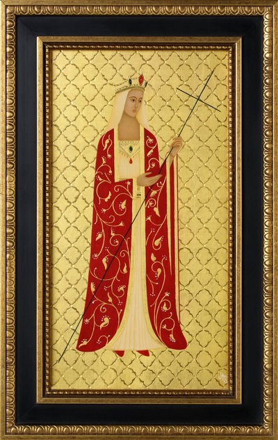 Saint Helena, 2014 (æggetempera og 24k guld på træ) af Jodi Simmons