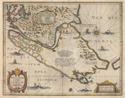 Den mest nøjagtige afgrænsning af Magellanske Strædet og det nye Stræde, almindeligvis kendt som Le Maire, ca. 1630 af Jodocus Hondius