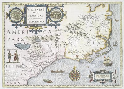 En ny beskrivelse af provinserne Virginia og Florida i Amerika, 1636 af Jodocus Hondius