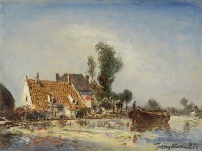 Huse ved en vandvej i nærheden af Crooswijk af Johan-Barthold Jongkind