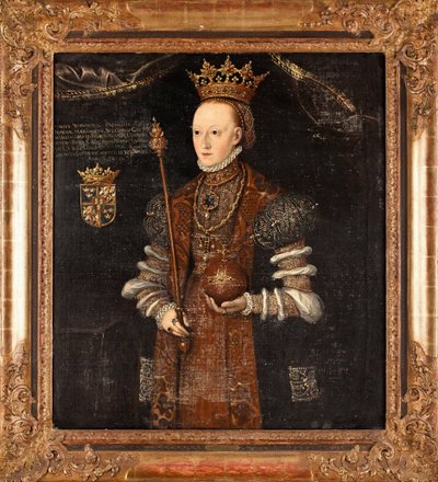 Portræt af Marguerite Lejonhufvud (nee Margareta Eriksdotter) (1516-1551), reine de Suede - Peinture de Johan Baptista van Uther (actif 1562-1597), huile sur toile (102x90 cm) af Johan Baptista van (active 1562-1597) Uther