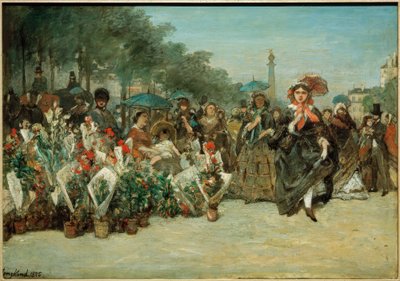 Blomstermarked på Richard-Lenoir Boulevard af Johan Barthold Jongkind