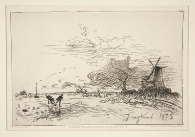 Canal de Hollande, pr?s de Rotterdam (Hiver) [Holland Canal, nær Rotterdam (vinter)] af Johan Barthold Jongkind