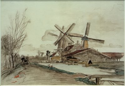 Stolk Mills, Rotterdam af Johan Barthold Jongkind