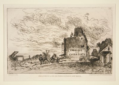Demolitions de la Rue des Francs-Bourgeois Saint-Marcel (nedrivning på Rue des Francs-Bourgeois Saint-Marcel) af Johan-Barthold Jongkind