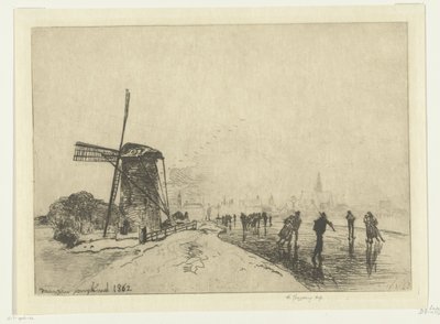 Udsigt over Maassluis Vue de la ville de Maaslins (Hollande) (titel på objekt) af Johan Barthold Jongkind