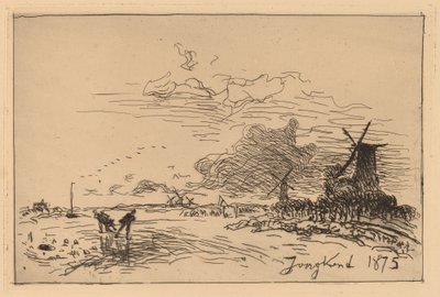 Holland Canal, nær Rotterdam (Canal de Hollande, pres de Rotterdam (Hiver)) af Johan Barthold Jongkind