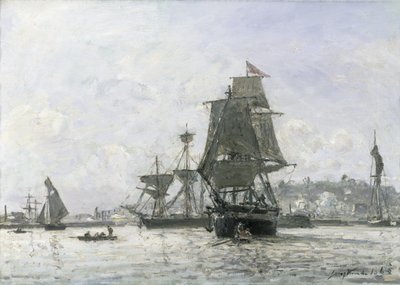 Store sejlbåde ved Honfleur af Johan Barthold Jongkind