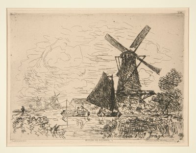 Møller i Holland (Møller i Holland) af Johan Barthold Jongkind